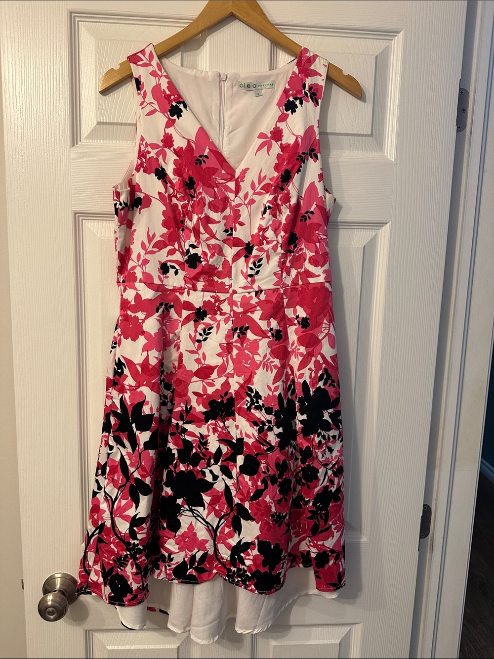cleo Pink, Black & White Floral Midi Dress